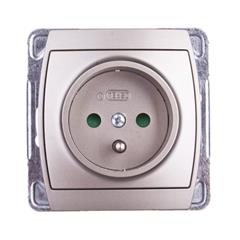 GAZELA Gniazdo pojedyncze z/u 16A IP20 z przesłonami torów satynowe GP-1JZP/m/16/16