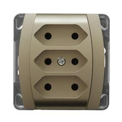 GAZELA Gniazdo potrójne b/u EURO 16A IP20 satynowe GP-3J/m/16/16