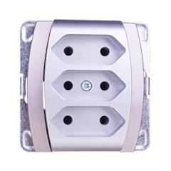 GAZELA Gniazdo potrójne b/u EURO 16A IP20 srebro/ tytan GP-3J/m/18/23