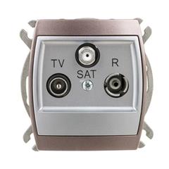 GAZELA Gniazdo antenowe RTV-SAT przelotowe srebro/ tytan GPA-JSP/m/18/23