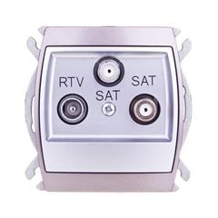GAZELA Gniazdo antenowe RTV-SAT dwa wyjścia SAT srebro/ tytan GPA-J2S/m/18/23