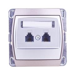 GAZELA Gniazdo telefoniczne podwójne RJ11 niezależne srebro/ tytan GPT-2JN/m/18/23