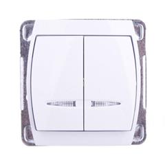 GAZELA Łącznik świecznikowy podwójny 16AX IP20 z podświetleniem LED pomarańczowym biały ŁP-2JS/m/00