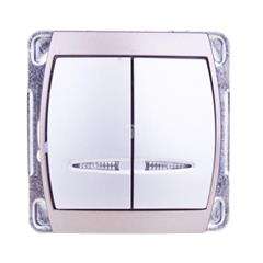 GAZELA Łącznik świecznikowy podwójny 16AX IP20 z podświetleniem LED pomarańczowym srebro/ tytan ŁP-2JS/m/18/23