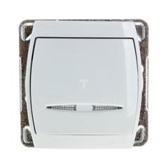 GAZELA Łącznik jednobiegunowy 16AX IP20 z podświetleniem LED pomarańczowym biały ŁP-1JS/m/00