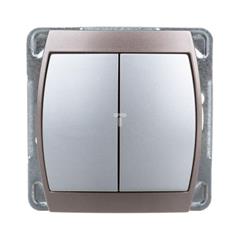 GAZELA Łącznik schodowy podwójny 16AX IP20 srebro/ tytan ŁP-10J/m/18/23