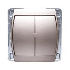 GAZELA Łącznik podwójny zwierny 10AX IP20 satynowy ŁP-17J/m/16/16