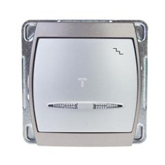 GAZELA Łącznik schodowy pojedynczy 16AX IP20 z podświetleniem LED pomarańczowym srebro/ tytan ŁP-3JS/m/18/23