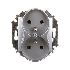 Simon 15 Gniazdo podwójne z/u 16A IP20 aluminium metalizowane 1591462-026 WS15-1591462-026
