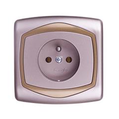 TON Gniazdo pojedyncze z/u 16A satyna + złoto GP-1CZ/16/20