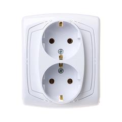 TON Gniazdo podwójne z/u 16A schuko białe GP-2CS/00