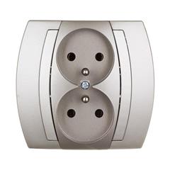 GAZELA Gniazdo podwójne z/u satyna GP-2JZ/16/16