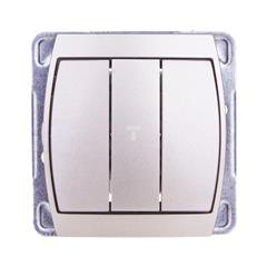 GAZELA Łącznik potrójny 10AX IP20 satynowy ŁP-13J/m/16/16