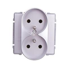 KOS66 Gniazdo podwójne z/u 16A aluminium 664049