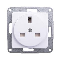 Optima Gniazdo brytyjskie pojedyncze z osłonami styków 13A 250V białe 12003102