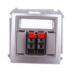 Simon Basic Gniazdo głośnikowe podwójne z polem opisowym stal inox BMGL3.01/21 WMUG-02000x-J011