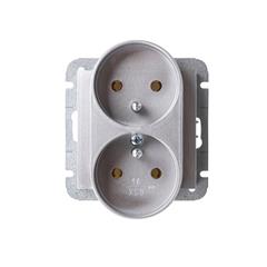 Sentia Gniazdo podwójne z/u 16A IP20 srebrne 1443-56