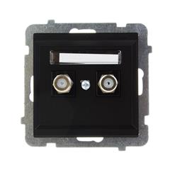 SONATA Gniazdo antenowe podwójne typu F czarny metalik GPA-2RF/m/33