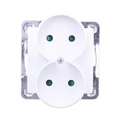 IMPRESJA Gniazdo podwójne b/u 16A z przesłonami białe GP-2YRP/m/00