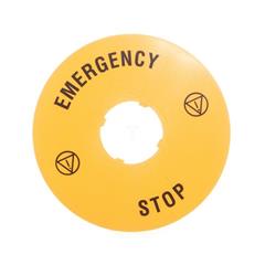 Szyld opisowy fi 90mm EMERGENCY/STOP LPXAU113