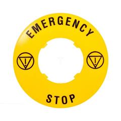 Szyld opisowy fi 60mm EMERGENCY/STOP LPXAU115