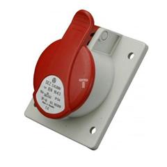 Gniazdo tablicowe skośne 5P 16A 400V czerwone podtynkowe z puszką IP44 GTPN 1653