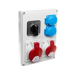 Rozdzielnica 1x16A 5P/ 1x32A 5P 2x230V TVM 21 IP44 wyłącznik 0-1 ROS-W1603.2/0-1