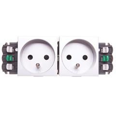 MOSAIC Gniazdo podwójne z/u 16A z przesłonami aluminium 079222