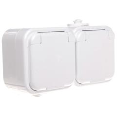 DELFINA Gniazdo hermetyczne podwójne z/u 16A IP44 białe GNH-2DZ/00/w