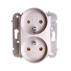 Catrin Gniazdo podwójne z/u 16A bez ramki srebrne 2143-16