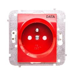 Catrin Gniazdo pojedyncze z/u 16A DATA z przesłonami bez ramki czerwone 2142-10