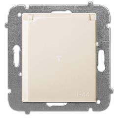 Catrin Gniazdo hermetyczną pojedyncze z/u 16A IP44 z klapką białą i przesłonami bez ramki kremowe 2136-11