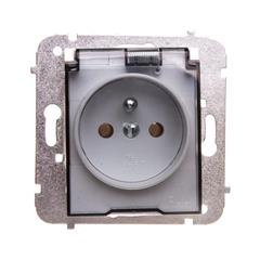 Catrin Gniazdo hermetyczne pojedyncze z/u 16A IP44 z klapką dymną i przesłonami bez ramki białe 2166-10