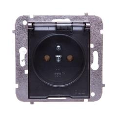 Catrin Gniazdo hermetyczne pojedyncze z/u 16A IP44 z klapką dymną i przesłonami bez ramki grafit metalizowany 2166-18