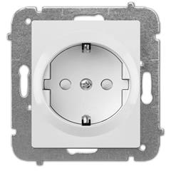 Catrin Gniazdo pojedyncze z/u 16A schuko z przesłonami bez ramki białe 2137-10