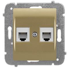 Catrin Gniazdo telefoniczne podwójne RJ11 bez ramki złoty metalik 2151-15