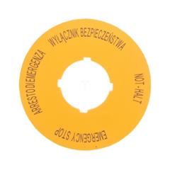 Tabliczka opisowa żółta okrągła EMERGENCY STOP (4 języki) M22-XBK15 167638
