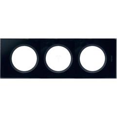 CELIANE Ramka potrójna uniwersalna szklana czarny grafit 069303