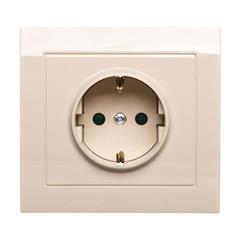 KIER Gniazdo pojedyncze z/u SCHUKO z przesłonami beżowe GP-1WSP/01 