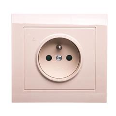 KIER Gniazdo pojedyncze z/u z przesłonami beżowe GP-1WZP/01 