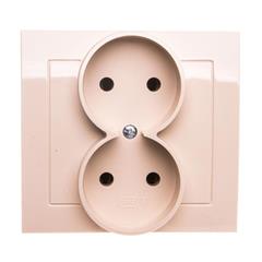 KIER Gniazdo podwójne b/u beżowe GP-2W/01