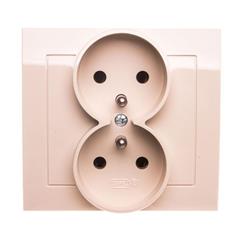 KIER Gniazdo podwójne z/u beżowe GP-2WZ/01  