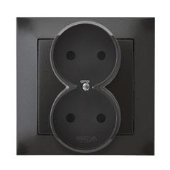 IMPRESJA Gniazdo podwójne b/u z ramką antracyt GP-2Y/50