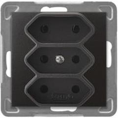IMPRESJA Gniazdo potrójne b/u EURO antracyt GP-3Y/m/50