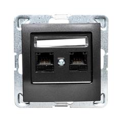 IMPRESJA Gniazdo komputerowe podwójne, kat. 5e antracyt GPK-2Y/K/m/50