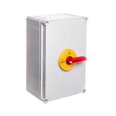 Rozłącznik izolacyjny 3P 125A w obudowie z poliwęglanu z czołem zamykanym żółto-czerwonym RSI-3125\OBPZC