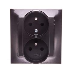 IMPRESJA Gniazdo podwójne z funkcją niezamienności faz antracyt GP-2YC/50