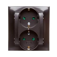 IMPRESJA Gniazdo podwójne z/u SCHUKO z przesłonami antracyt GP-2YSP/50