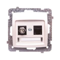 KARO Gniazdo komputerowo-antenowe ecru perłowy GPKA-S/K/m/42