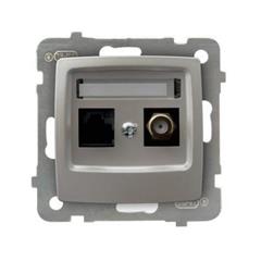 KARO Gniazdo komputerowo-antenowe srebrny perłowy GPKA-S/K/m/43